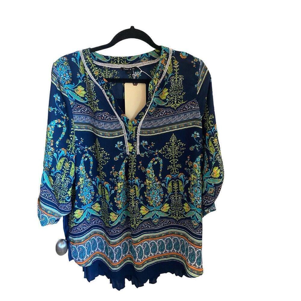 Sami & Jo Blue Top Multi Color Sz.L